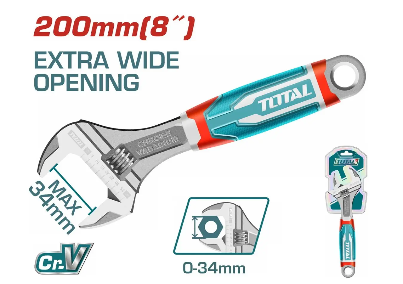 مفتاح اموليت انكليزي مكوشك 8 انش اقصى قطر 34 مم CR-V ماركة TOTAL - THT101086