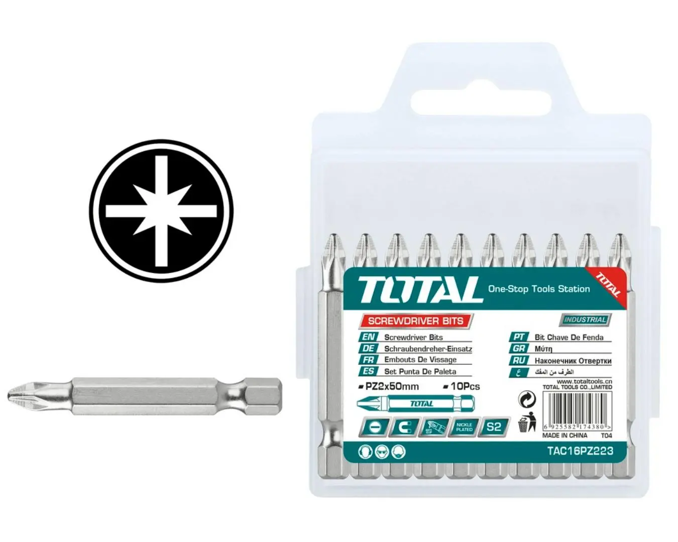 راس شد مصالب PZ2*50 علبة 10 قطع موديل TOTAL - TAC16PZ223
