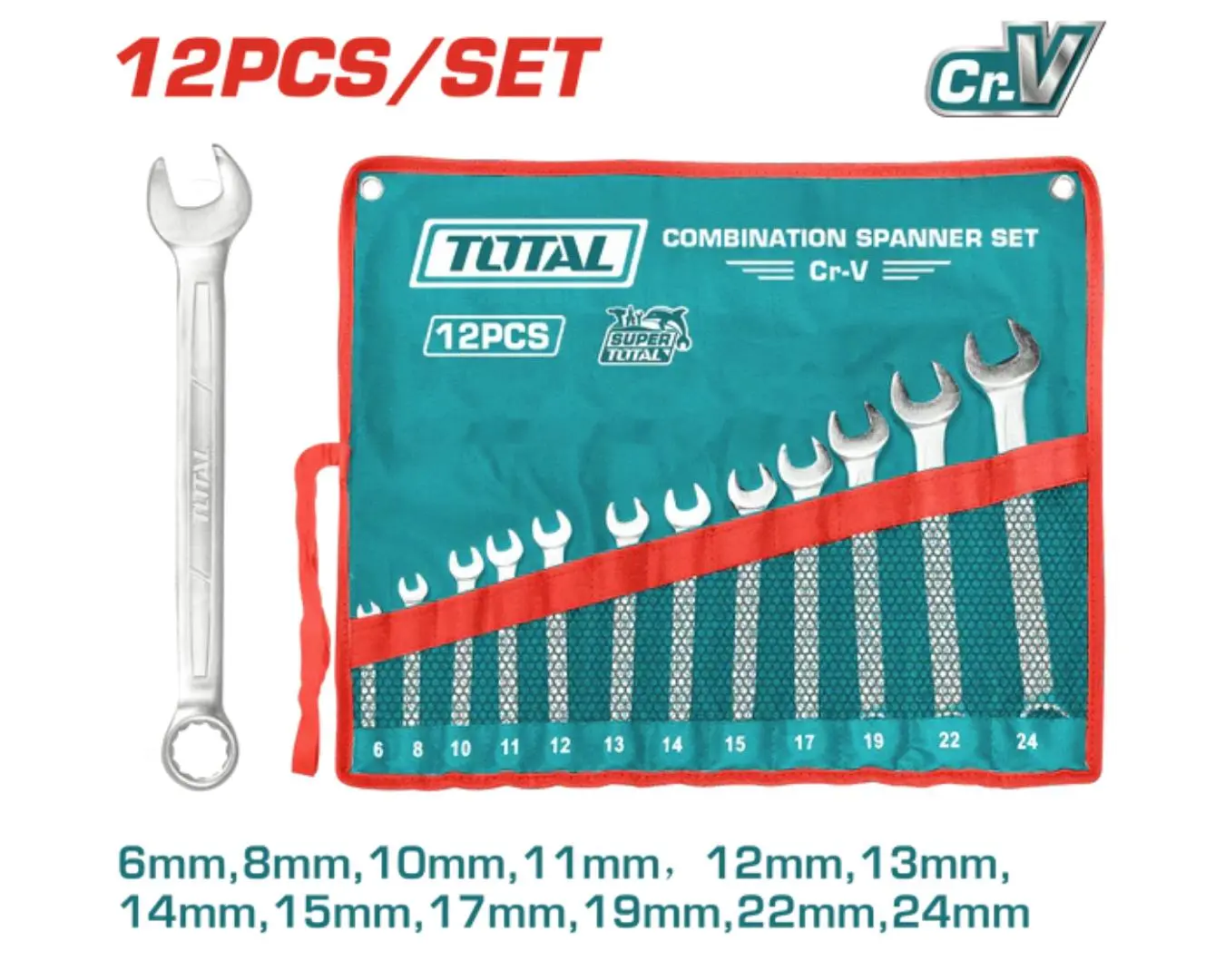 طقم مفاتيح طرف 6-24 (( 12 قطع )) حقيبة قماشية TOTAL - THT1022121