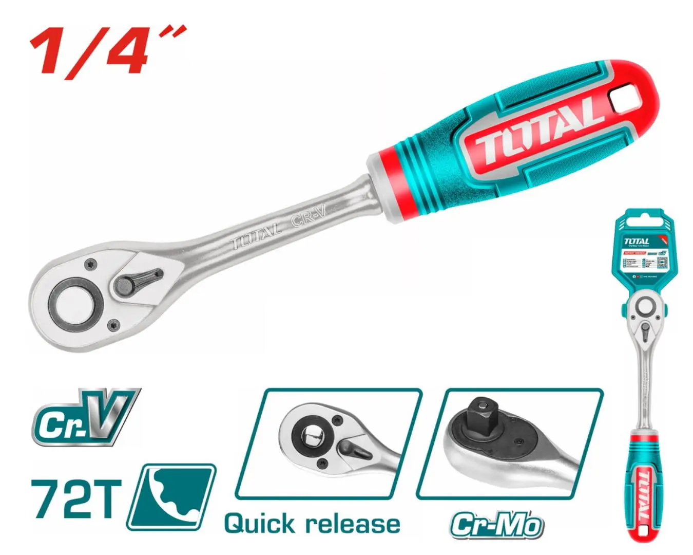 مفتاح طقطاق 1/4 انش طول 158 مم صناعي ماركة TOTAL - THT106146