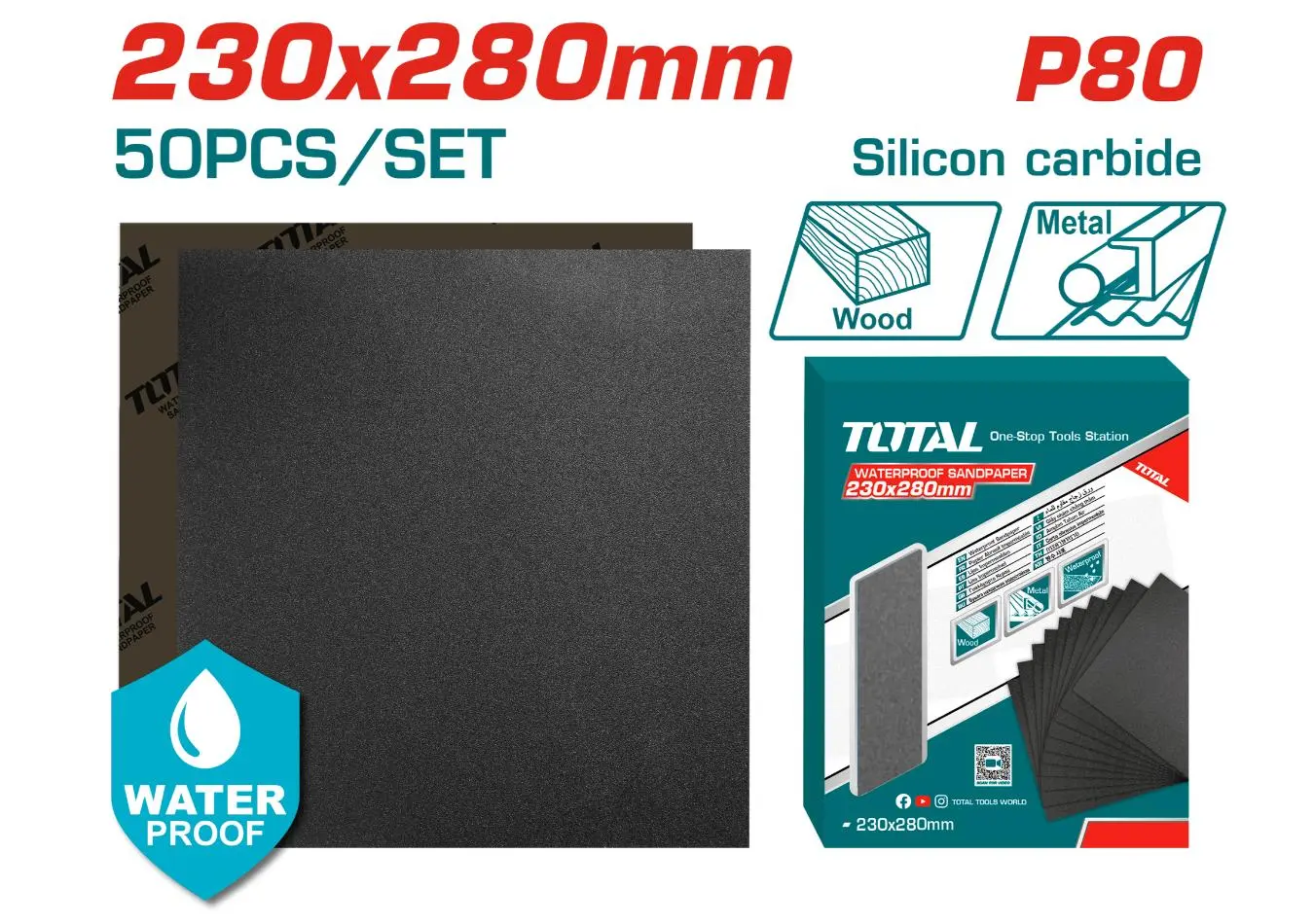ورق برداغ 230 × 280 نعومة 80 P مجموعة 50 قطعة TOTAL - TAC008016