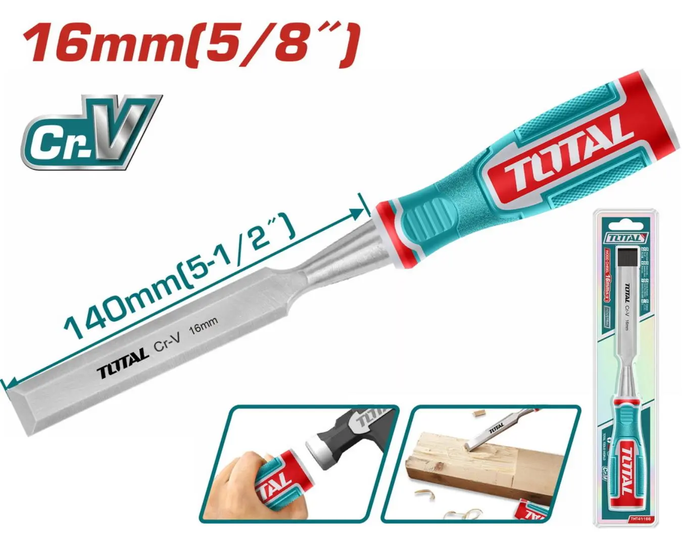 ازميل خشب عرض 16 مم طول 140 مم TOTAL - THT41166
