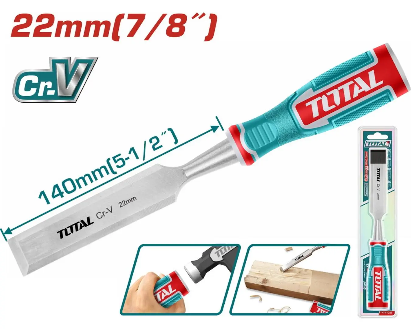 ازميل خشب عرض 22 مم طول 140 مم TOTAL - THT41226