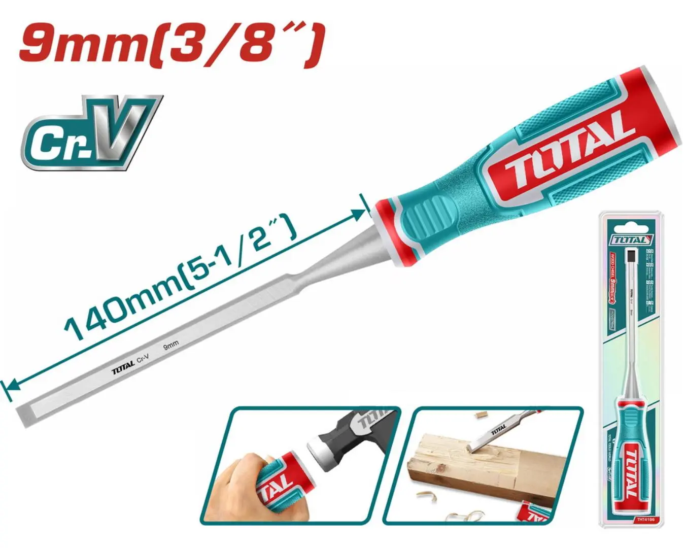 ازميل خشب عرض 9 مم طول 140مم TOTAL - THT4196