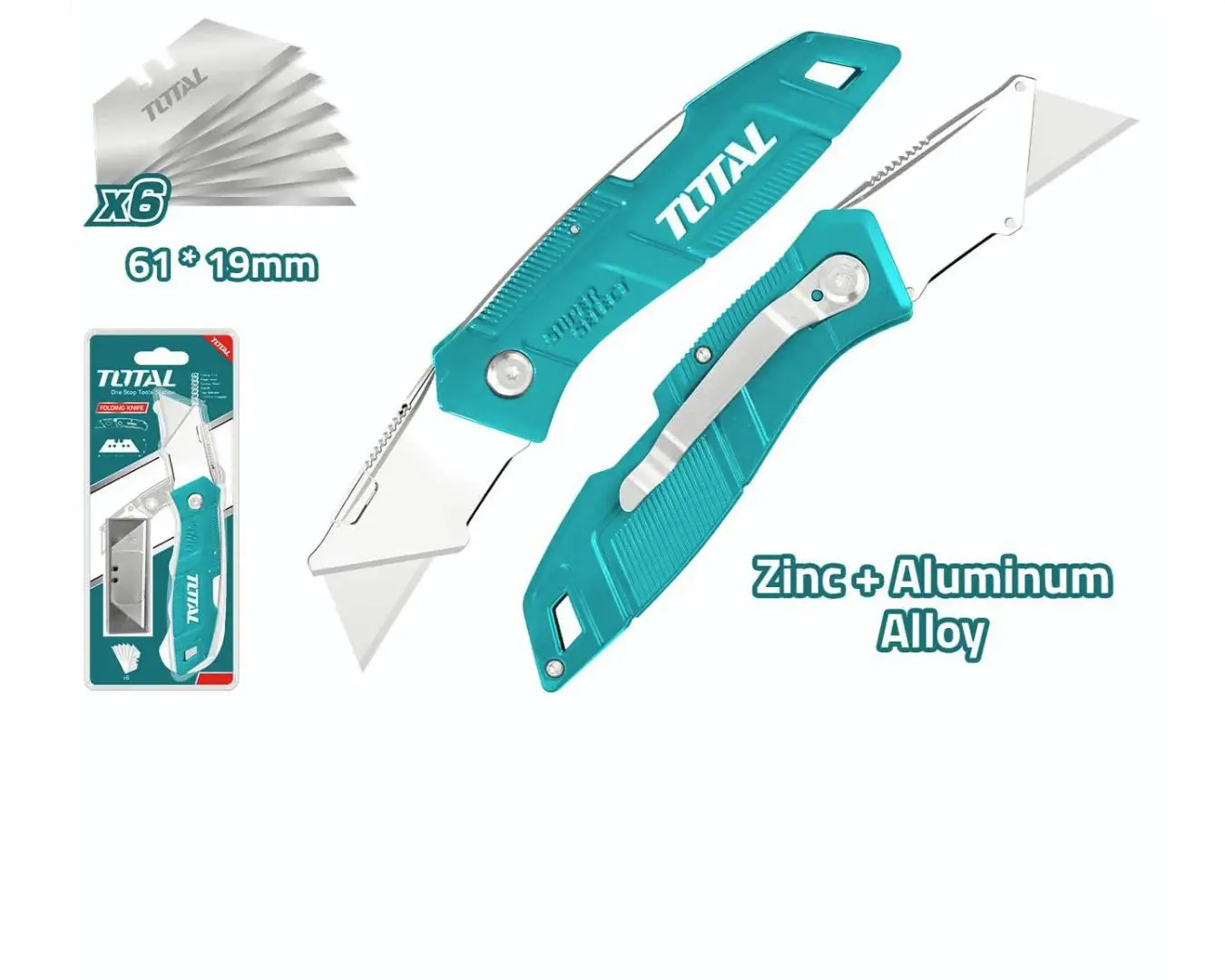 مشرط المنيوم SK4 موديل 61 × 19 مم مع 6 نصلات حديث ماركة TOTAL - THT5136236
