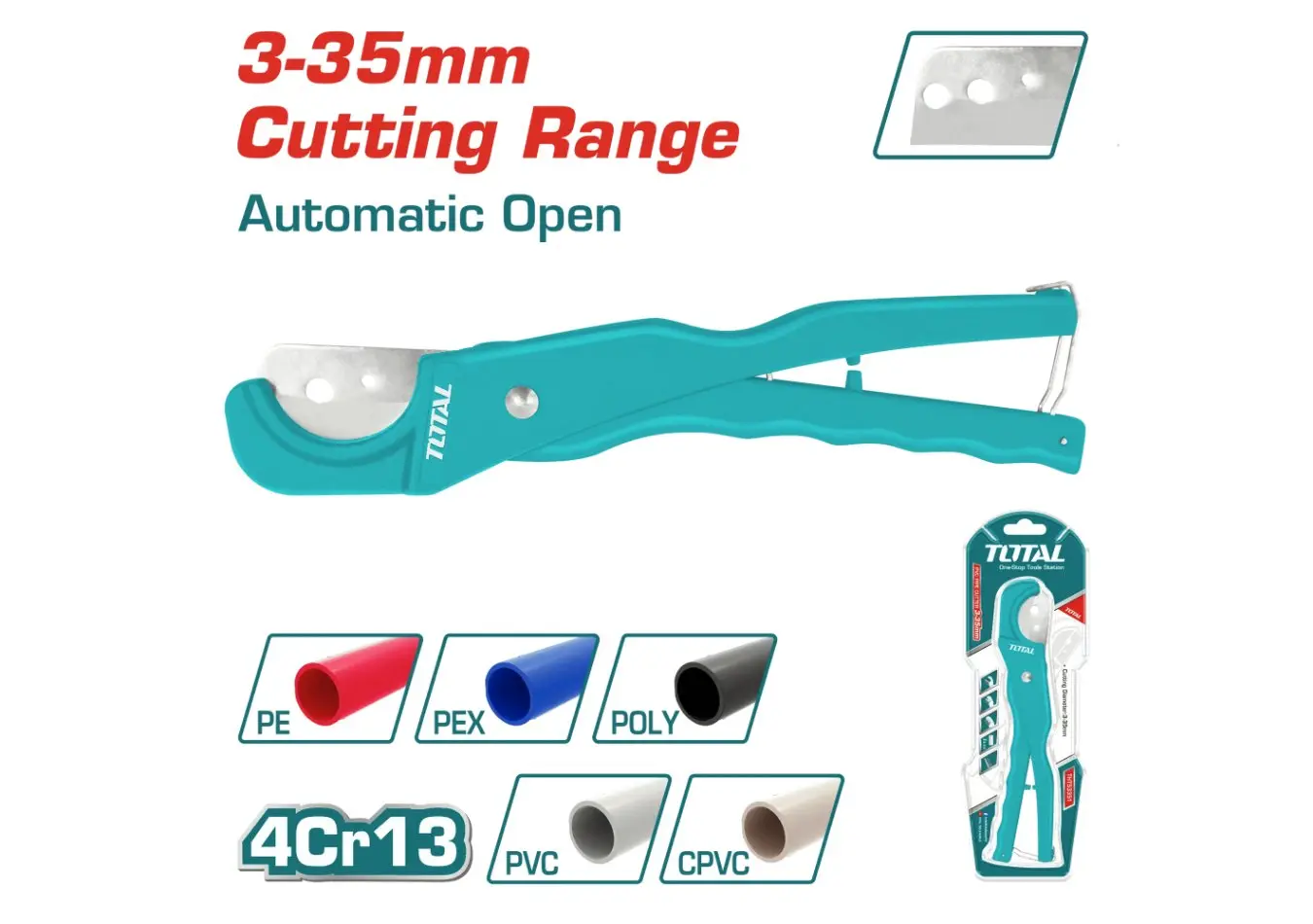 مقص بواري انابيب PVC طول 210 مم قطر 3 - 35 مم ماركة TOTAL - THT53351