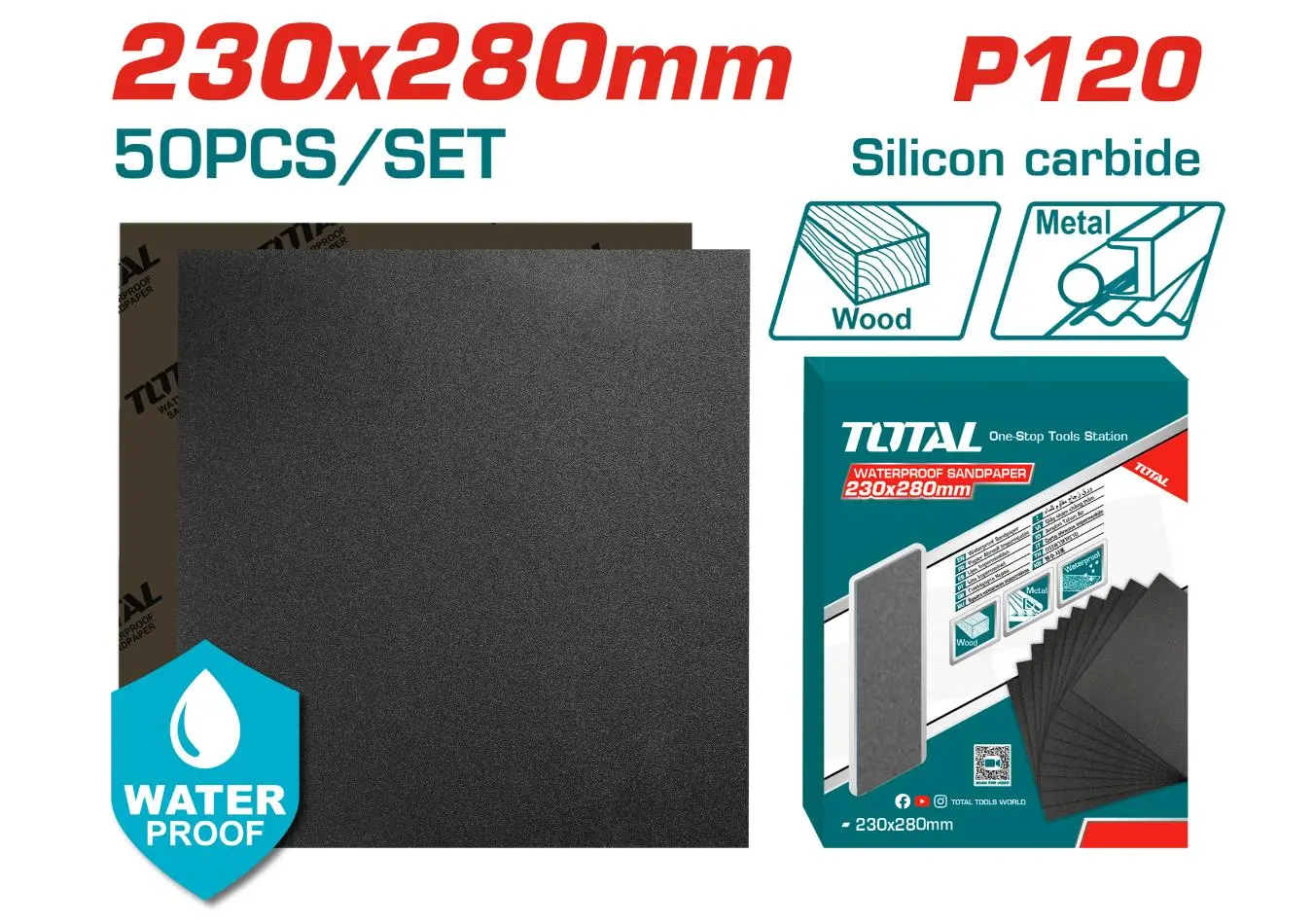 ورق برداغ 230 × 280 نعومة 120 P مجموعة 50 قطعة TOTAL - TAC012016