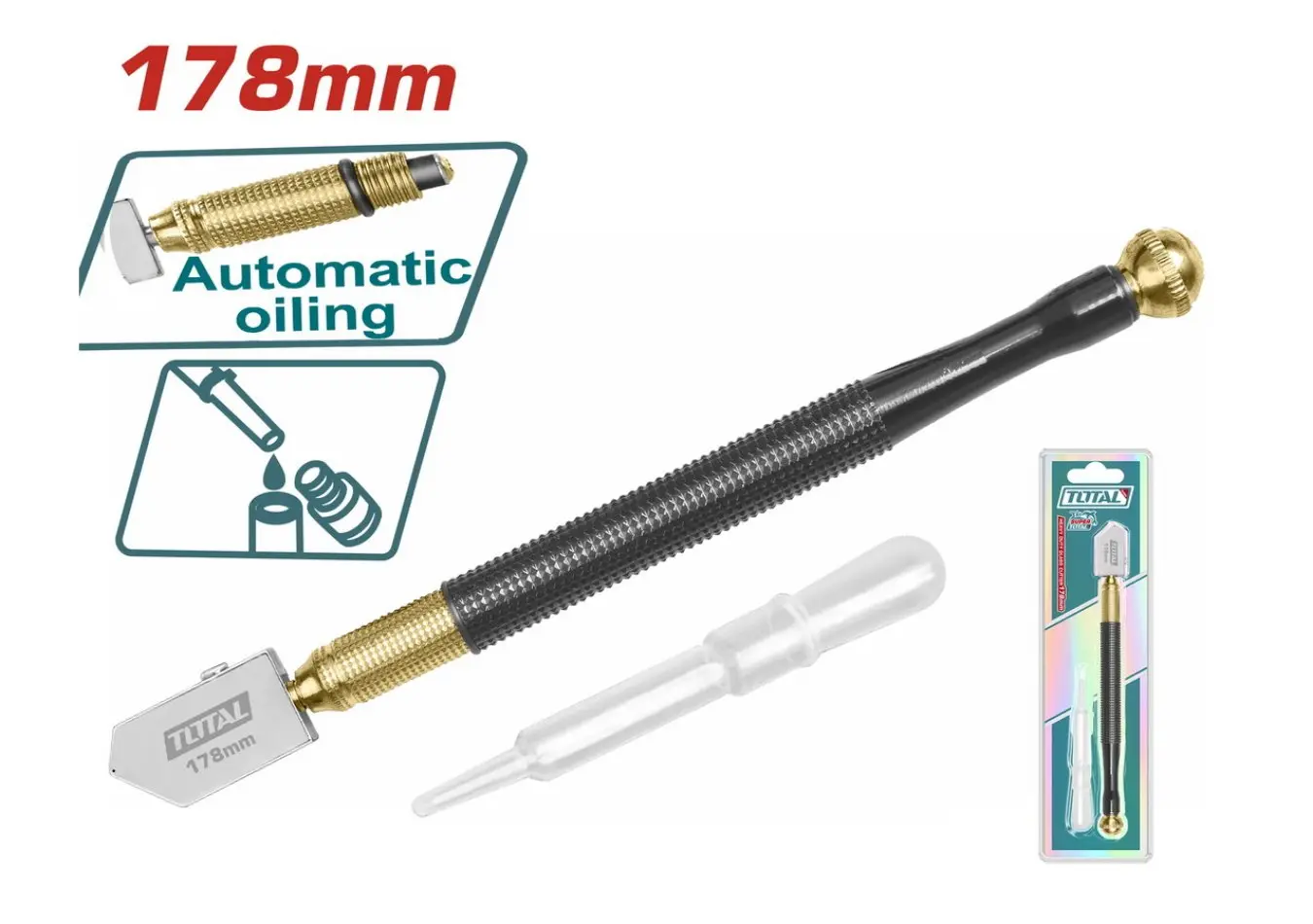 الماسة قص بلور TOTAL طول 178MM صناعية تزييت ذاتي جسم معدن - THT561781