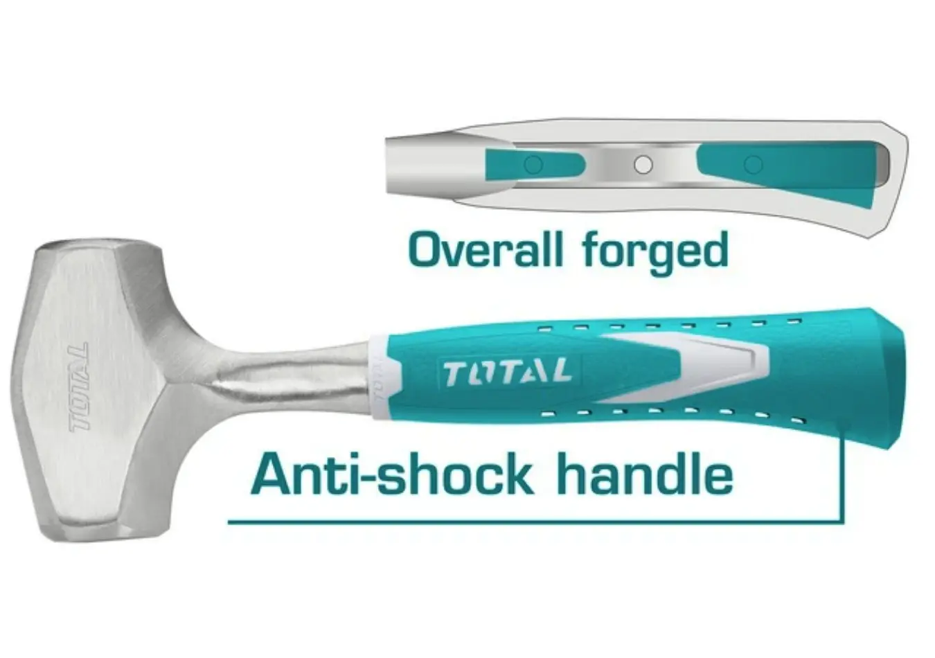 مطرقة حجر 1130 غرام HANDLE يد حديد بالكامل ماركة TOTAL - THT7141256