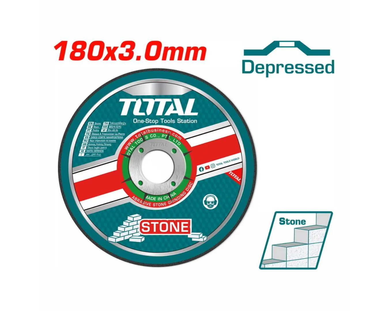 ديسك قص حجر 7 انش سماكة 3 ملم TOTAL رطب+جاف - TAC2221801
