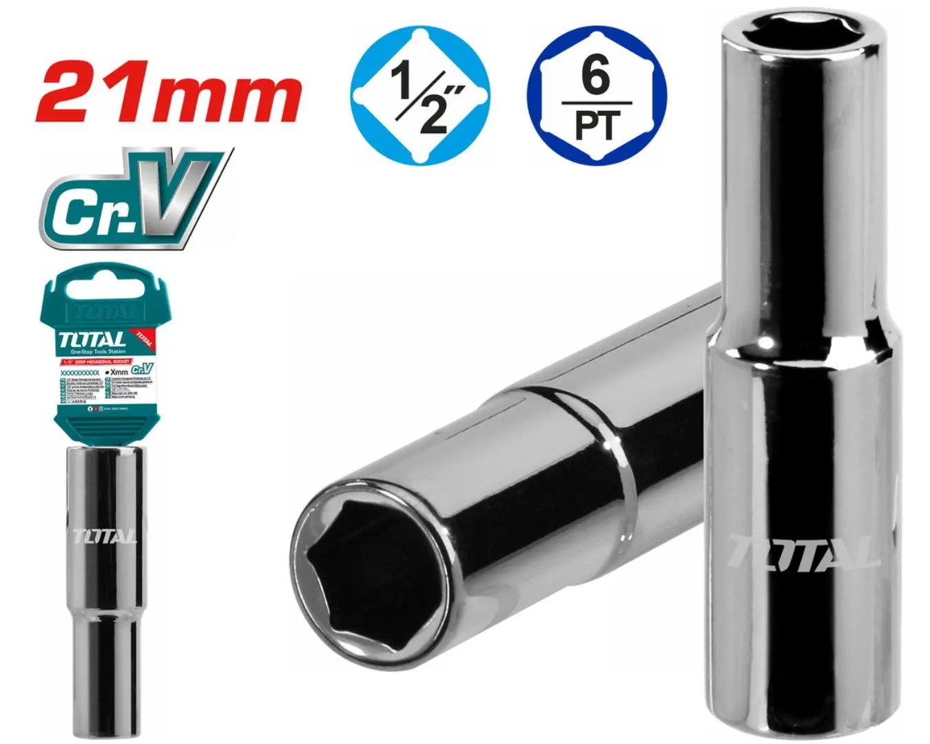 فنجان 1/2 انش 21 مم طويلة TOTAL - THTST12213L