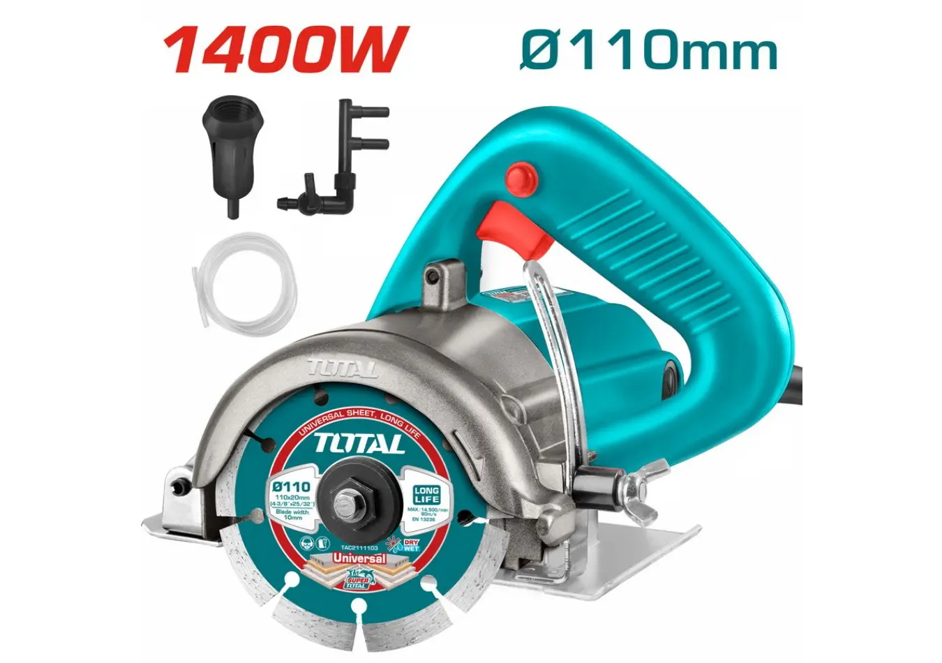 قصاصة رخام 1400 واط + اكسسوارات وحنفية بلاستيك للمياه TOTAL - TS3141102