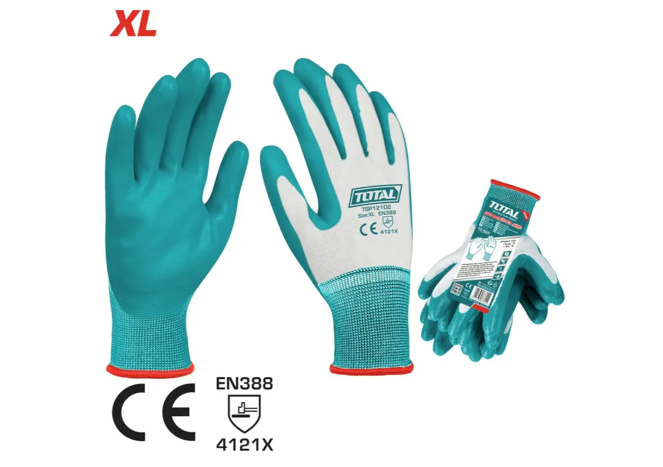 كف عمل مطاطي صناعي مطلي بالنتريل XL ماركة TOTAL - TSP12102