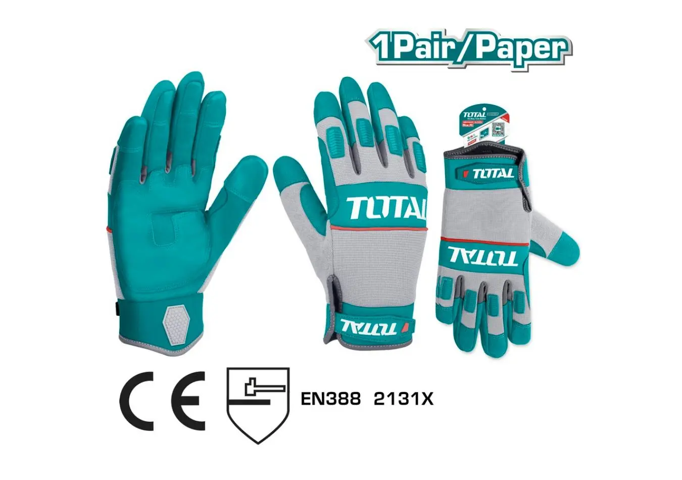 كف ميكانيكي مطاط XL (ميكرو فيبر) ماركة TOTAL (صناعي) Mechanic Gloves - TSP1806-XL