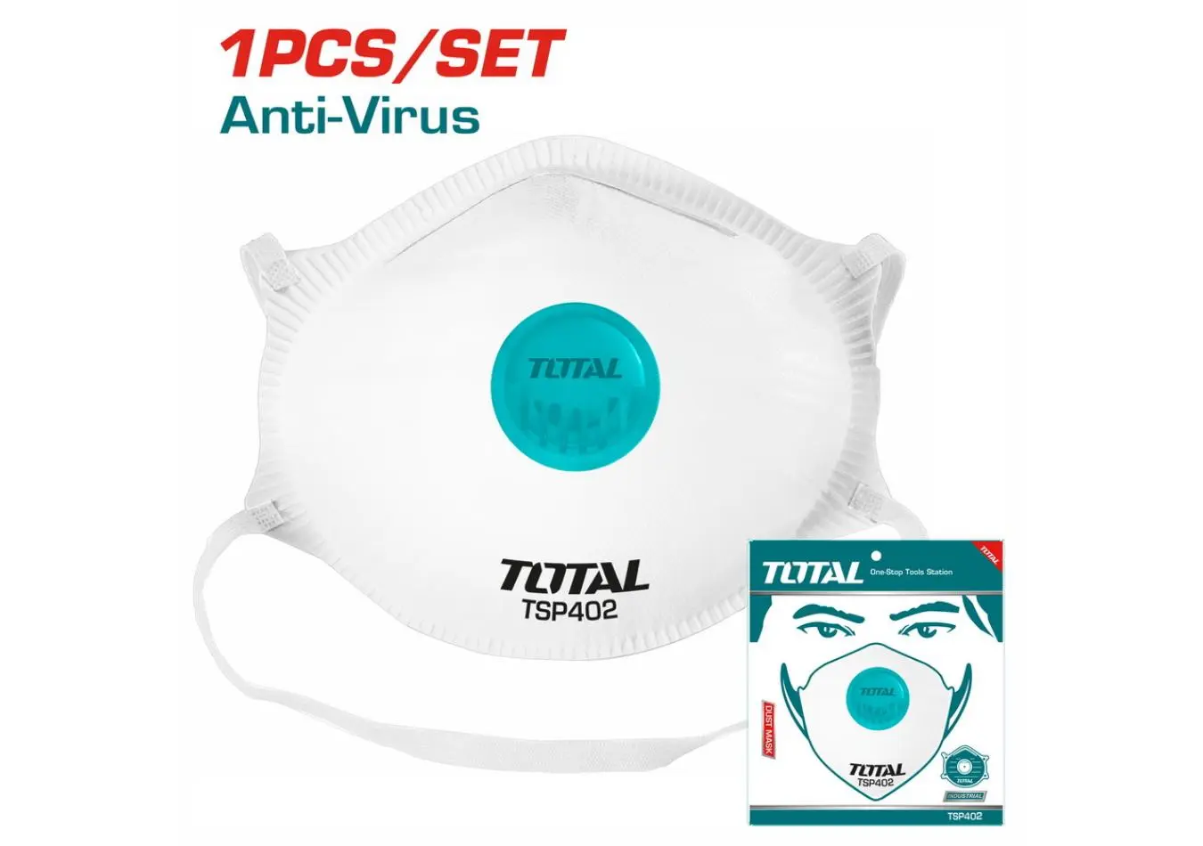 كمامة بيضاء مع صمام كربون 4 طبقات TOTAL - TSP402