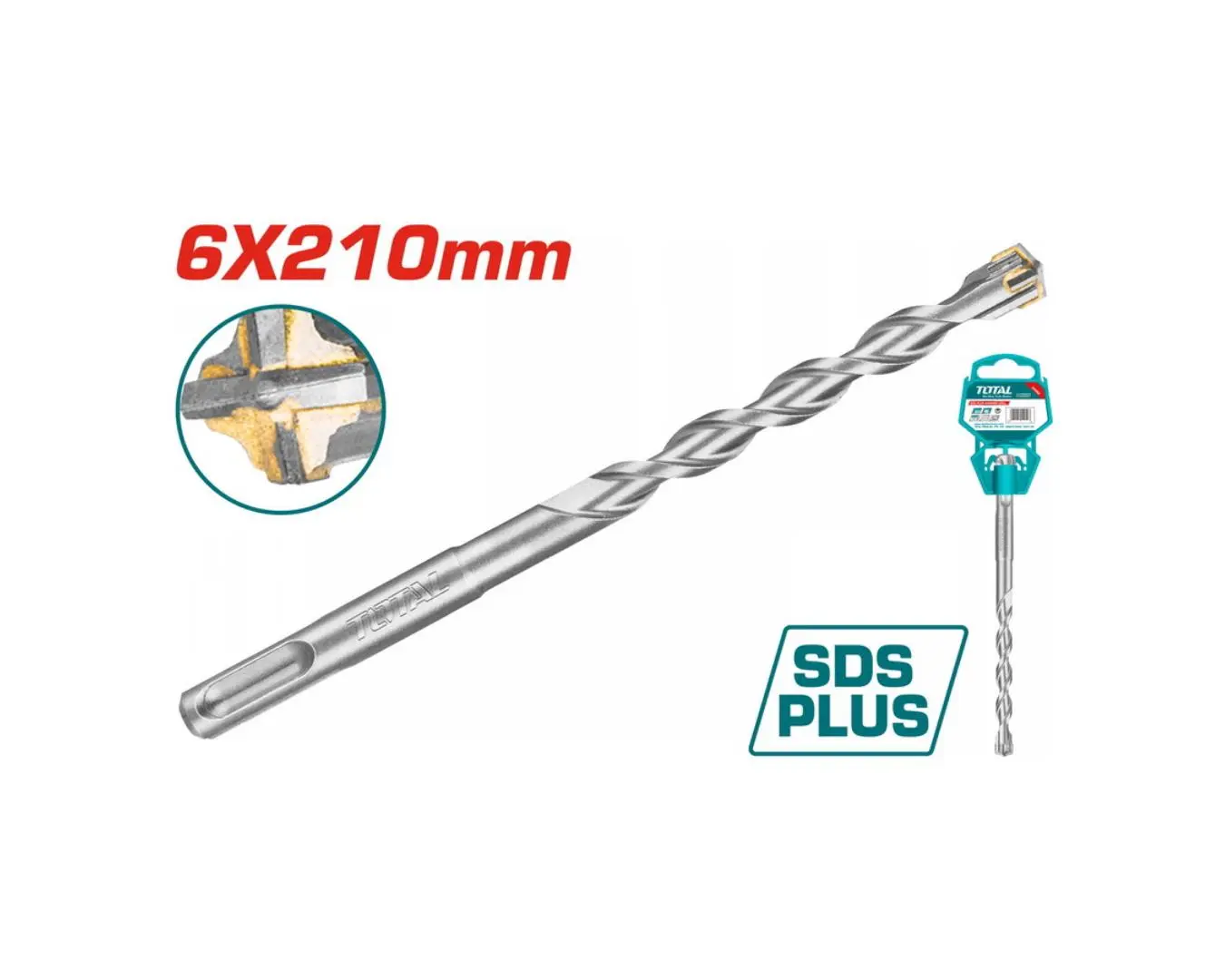 ريشة SDS PLUS 6 × 210 راس رباعي ماركة TOTAL - TAC310603C