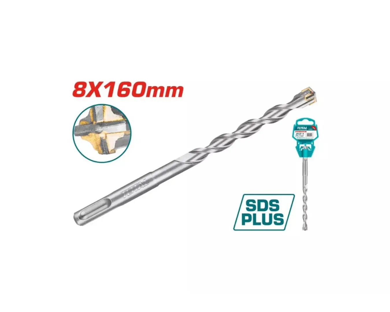 ريشة SDS PLUS 8 × 160 راس رباعي ماركة TOTAL - TAC310802C