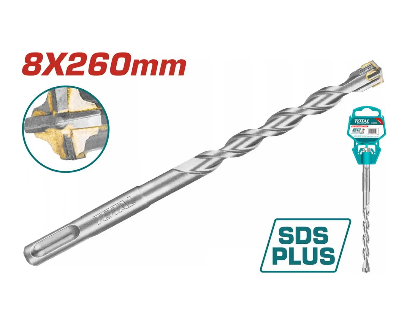 ريشة SDS PLUS 8 X 260 راس رباعي ماركة TOTAL - TAC310804C