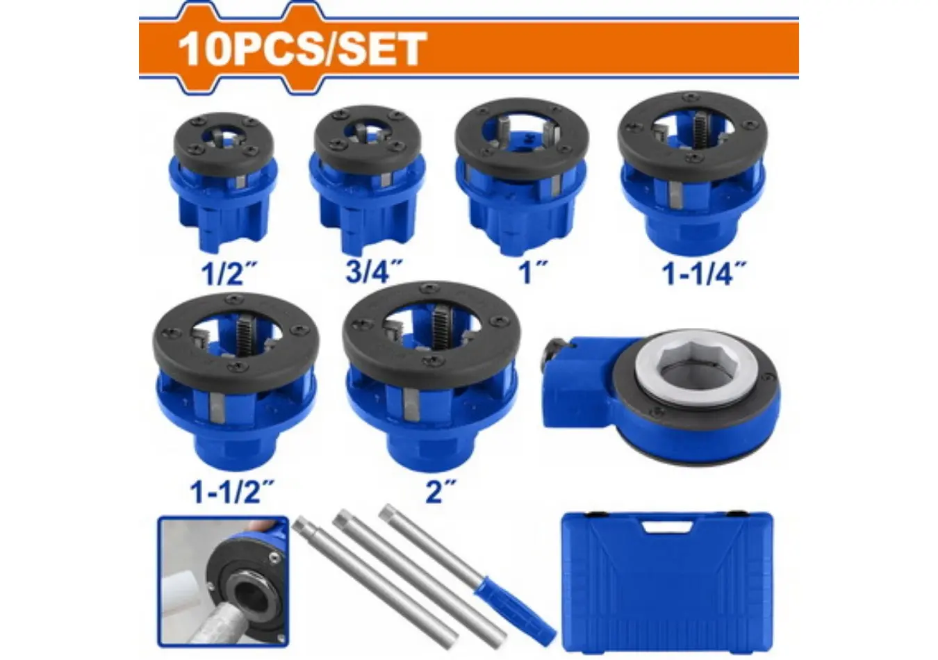 طقم حدايه بواري صحية 1/4",3/8",1/2",3/4",1",1 1/4 ".11/2 .2 ضمن علبة بلاستيك ماركة WADFOW - WJK1D91