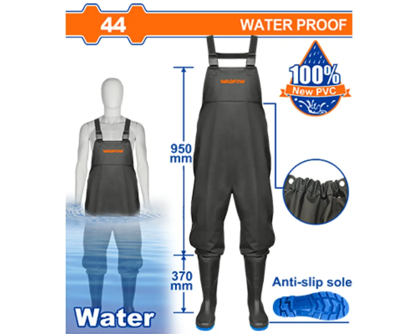 مريول عمل مع حذاء عمل مقاوم للماء قياس 44 WADFOW - WRB4L44