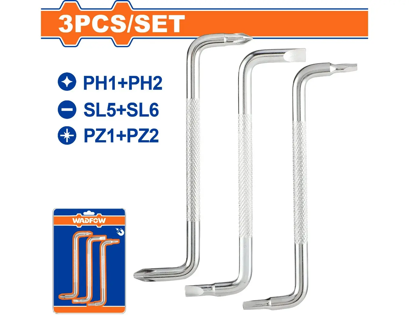 طقم 3 قطع مفك براغي طرفين WADFOW - WSS8603