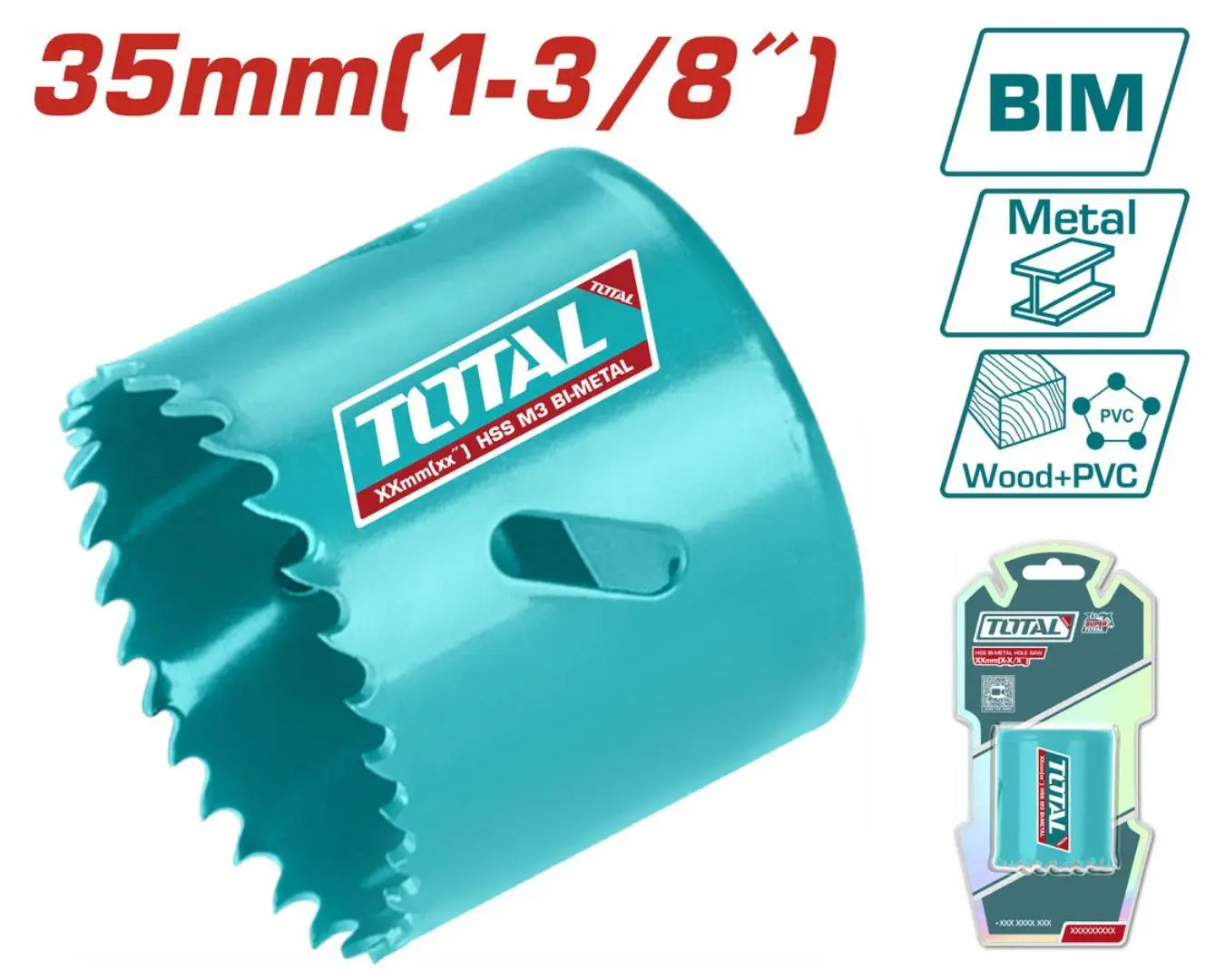كاسة حفر معدن + خشب + PVC قياس 35 مم TOTAL - TAC410351
