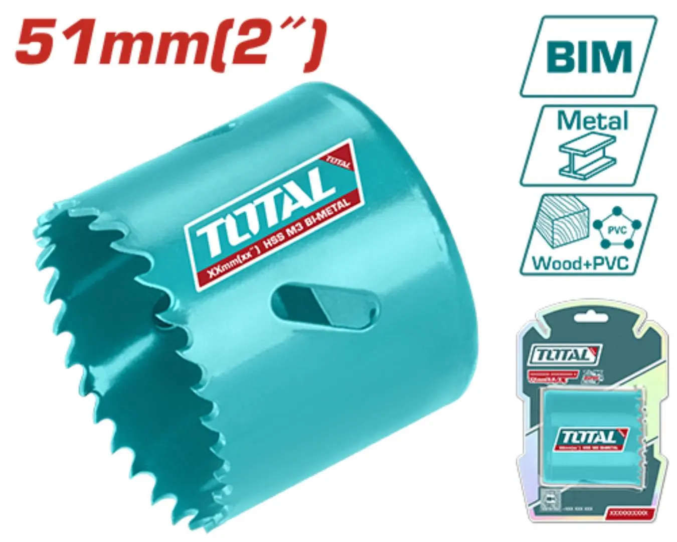 كاسة حفر معدن + خشب + PVC قياس 51 مم TOTAL - TAC410511
