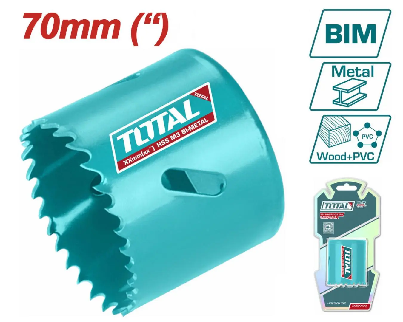 كاسة حفر معدن + خشب + PVC قياس 70 مم TOTAL - TAC410701