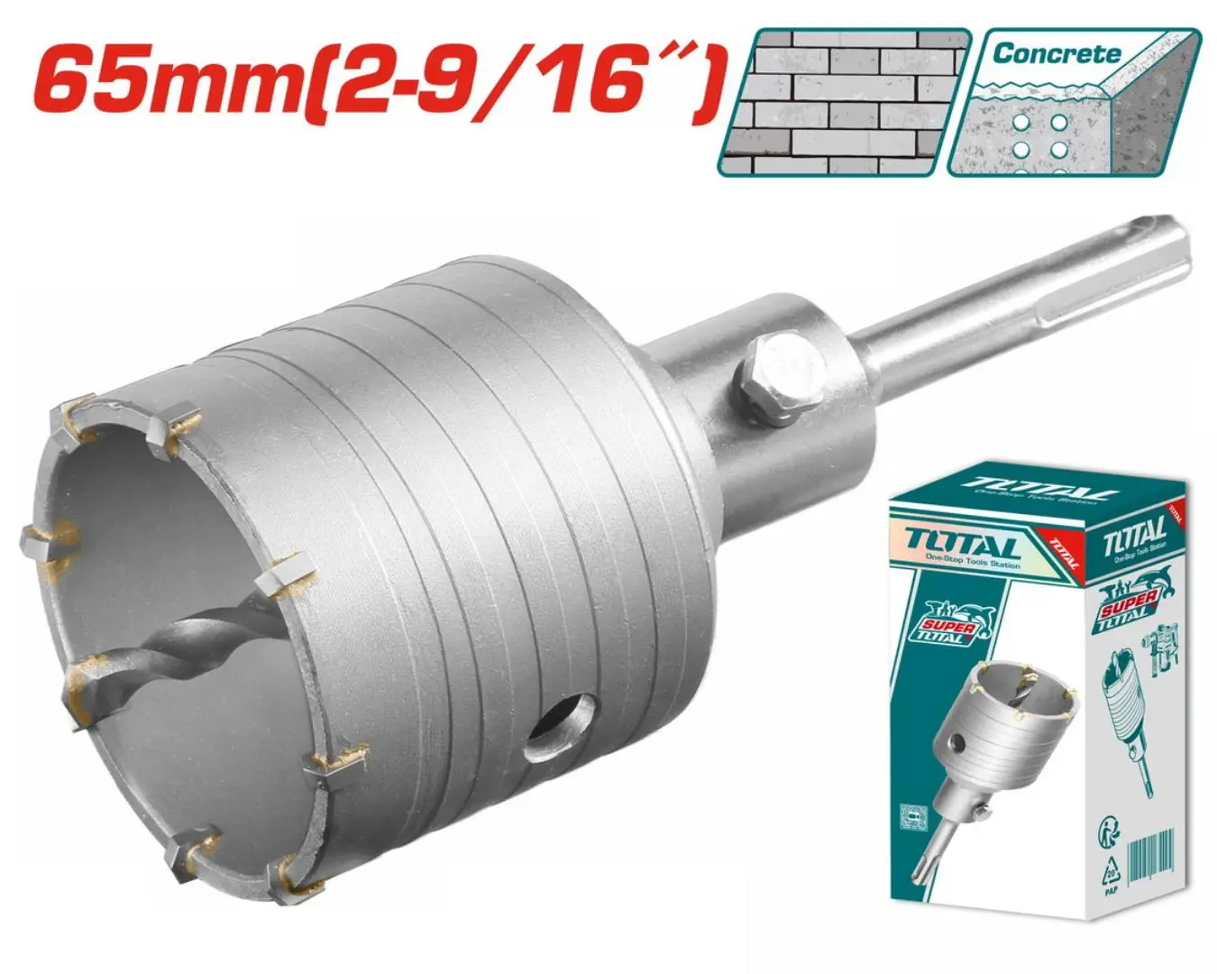 كاس حفر باطون قياس 65 مم TOTAL مع حامل sds - TAC430651