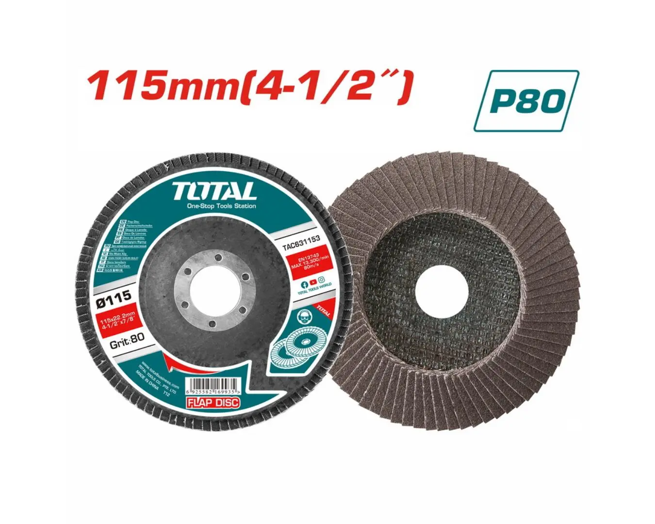 حجر جلخ حف موج P80 معدن 4.5انش TOTAL - TAC631153