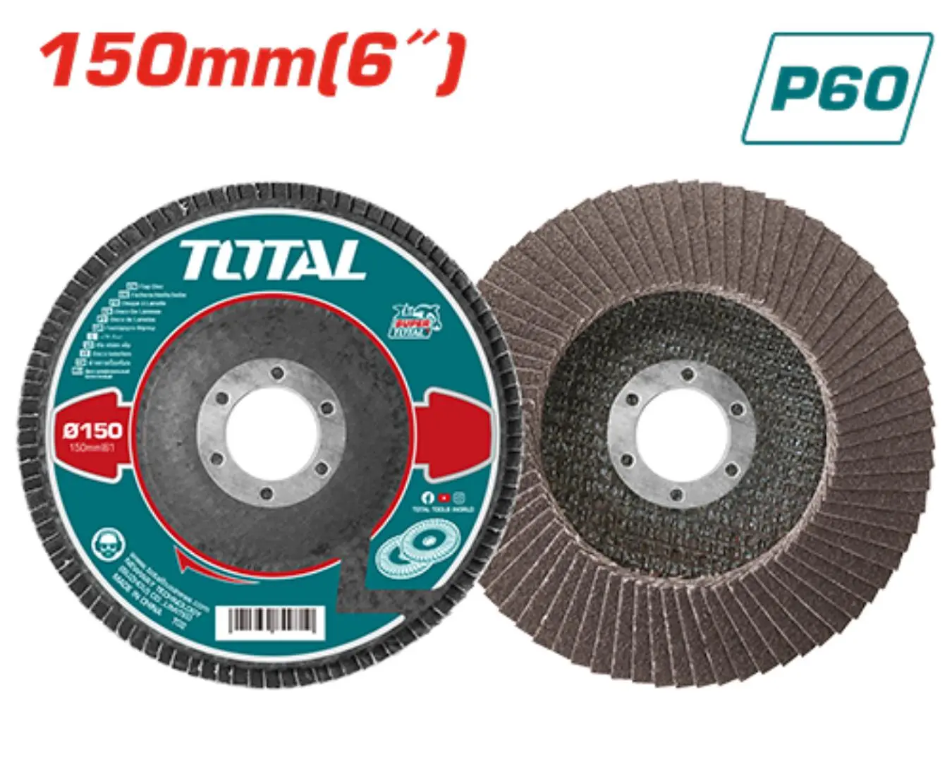 حجر جلخ حف موج P60 معدن 6 انش TOTAL - TAC631502