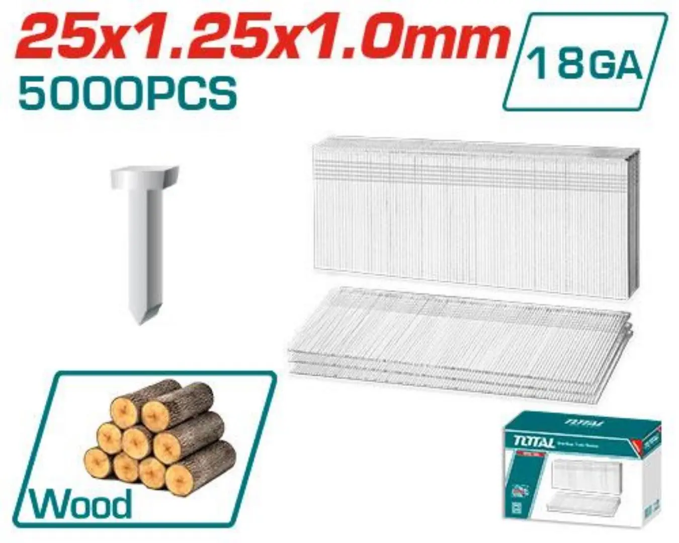 كبسات مسامير طول 25 مم TOTAL كرتونة صغيرة تحوي 5000 - TAC918251