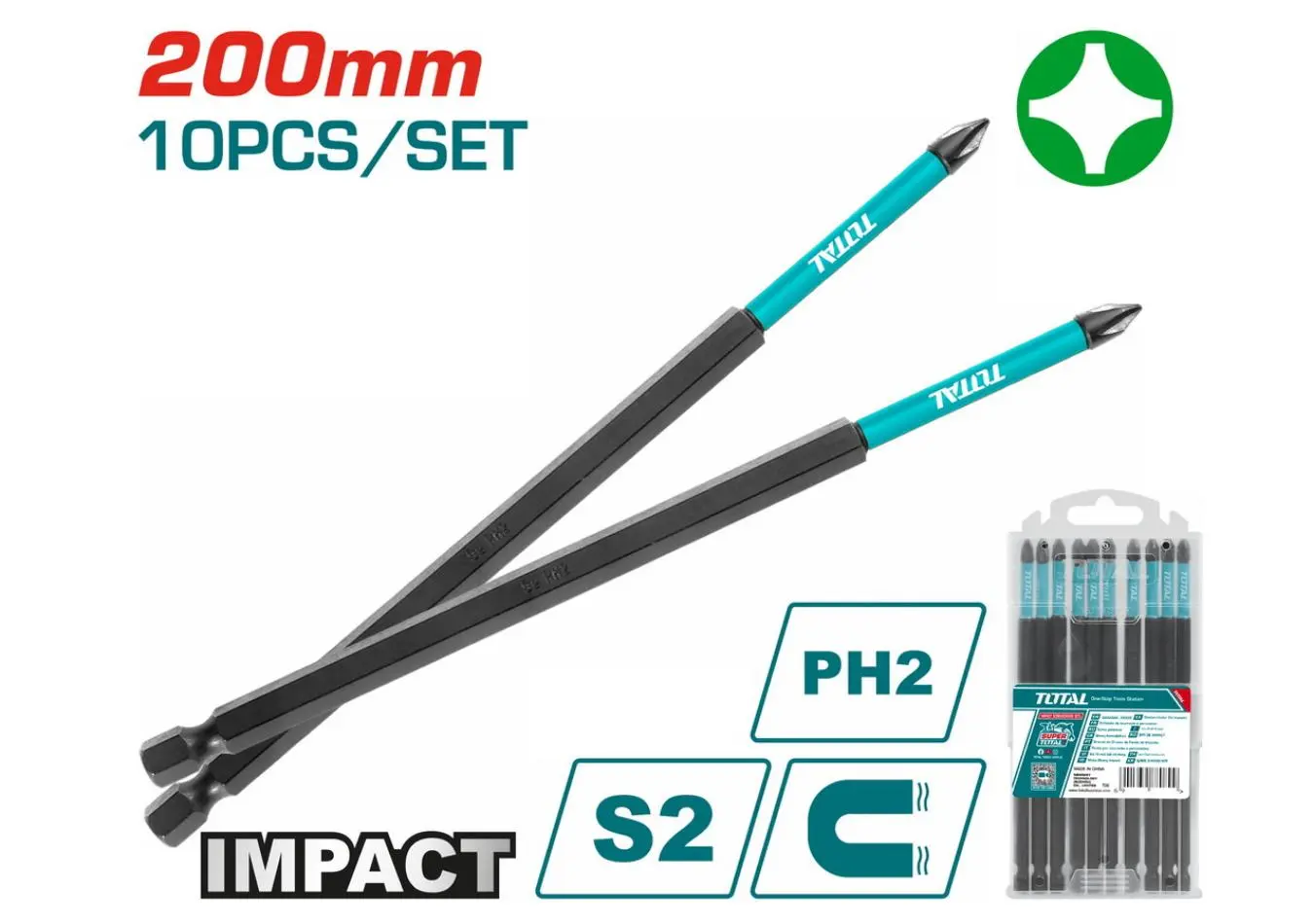 راس شد طرق مصالب PH2*200 علبة 10 قطع ماركة TOTAL - TACIM16PH285