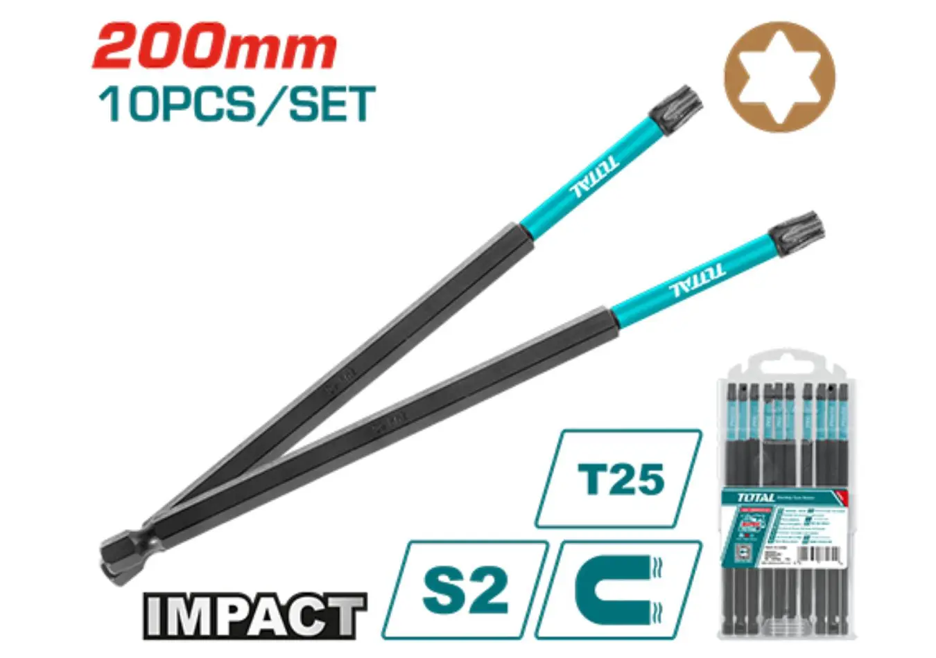 راس شد طرق مشرشر 200 × 25 T علبة 10 قطع ماركة TOTAL - TACIM16T2583