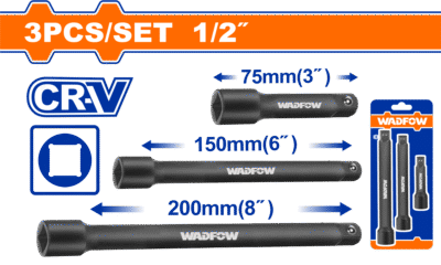 طقم تطويلة 1/2 انش 3 قطع (75-150-200) مم WADFOW - WMS7403