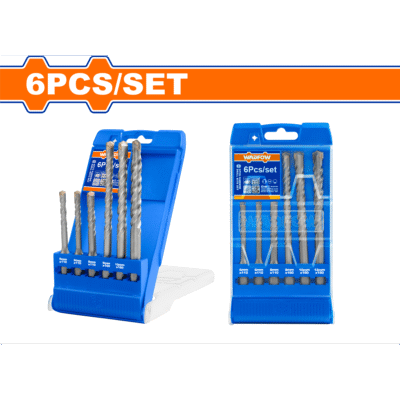 طقم ريش باطون 6 قطع ريش SDS PLUS ضمن علبة بلاستيك WADFOW - WHD6B06