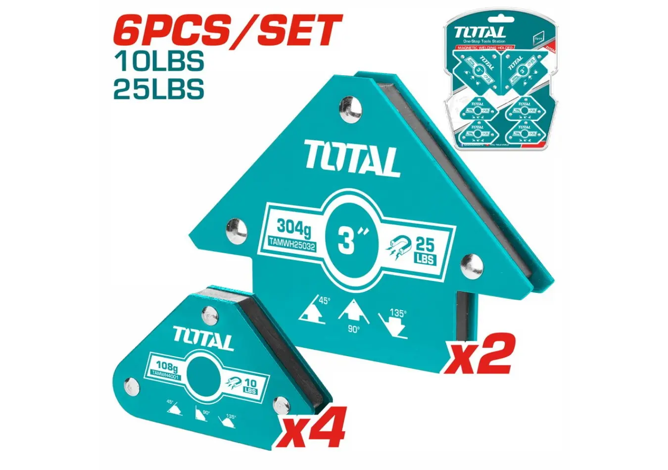 طقم زوايا لحام 6 قطع ماركة TOTAL - TAMWH6002