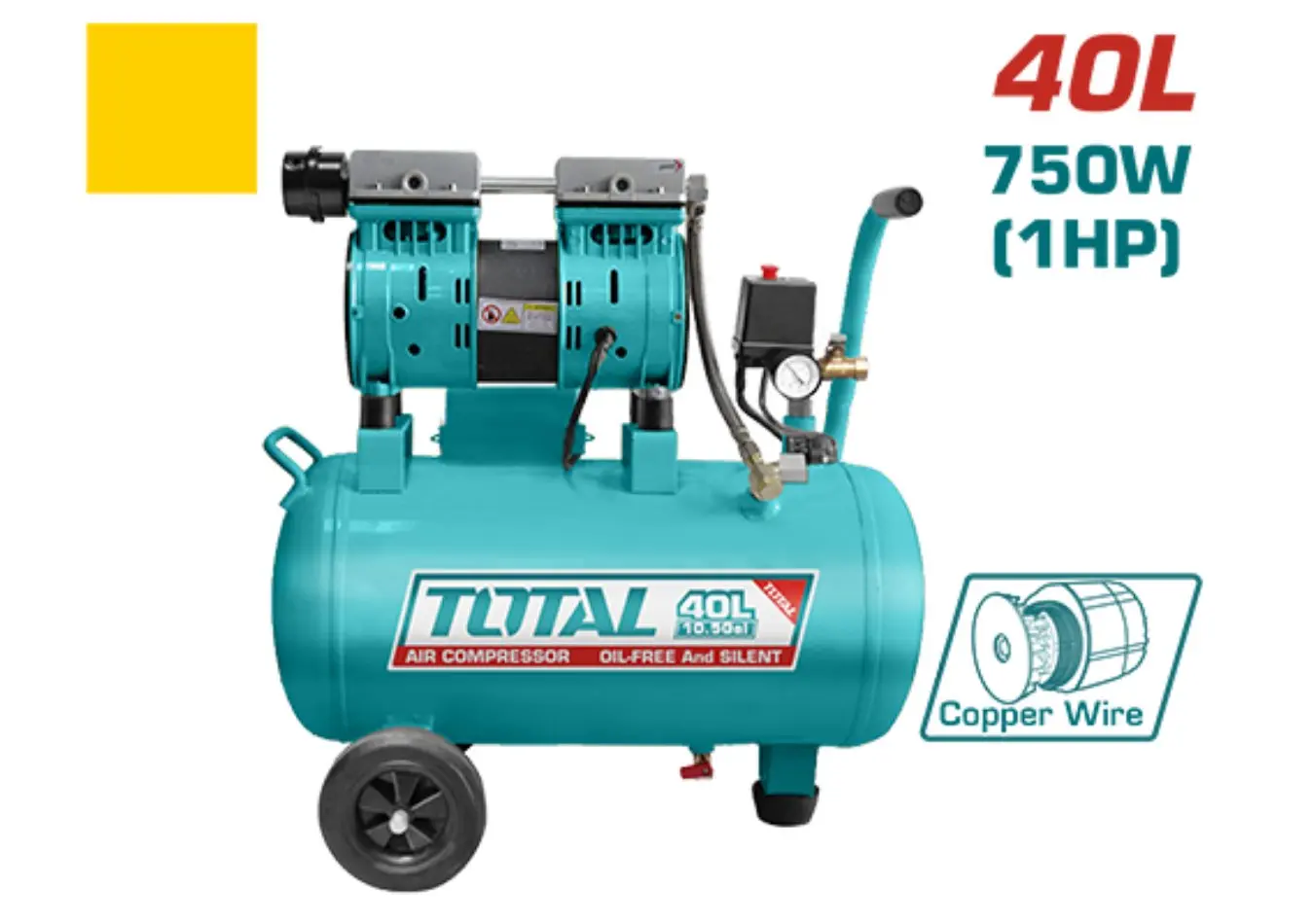 كمبرسور ضاغط هواء 40 لتر صامت 750 واط TOTAL - TCS1075402