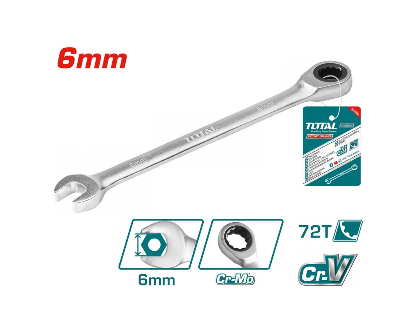 مفتاح طرف طقطاق 6 مم صناعي TOTAL - TCSPAR061