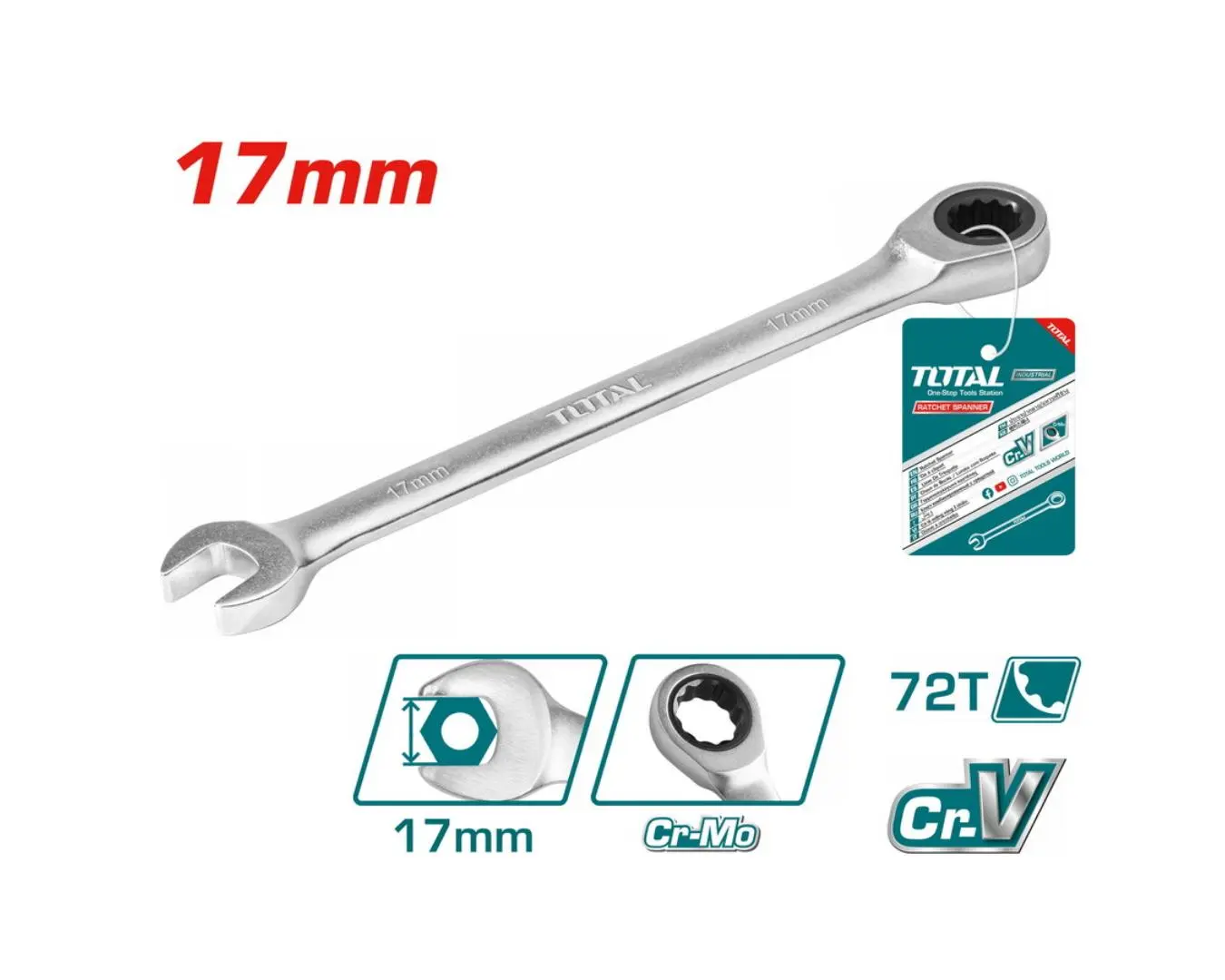 مفتاح طرف طقطاق 17 مم صناعي TOTAL - TCSPAR171