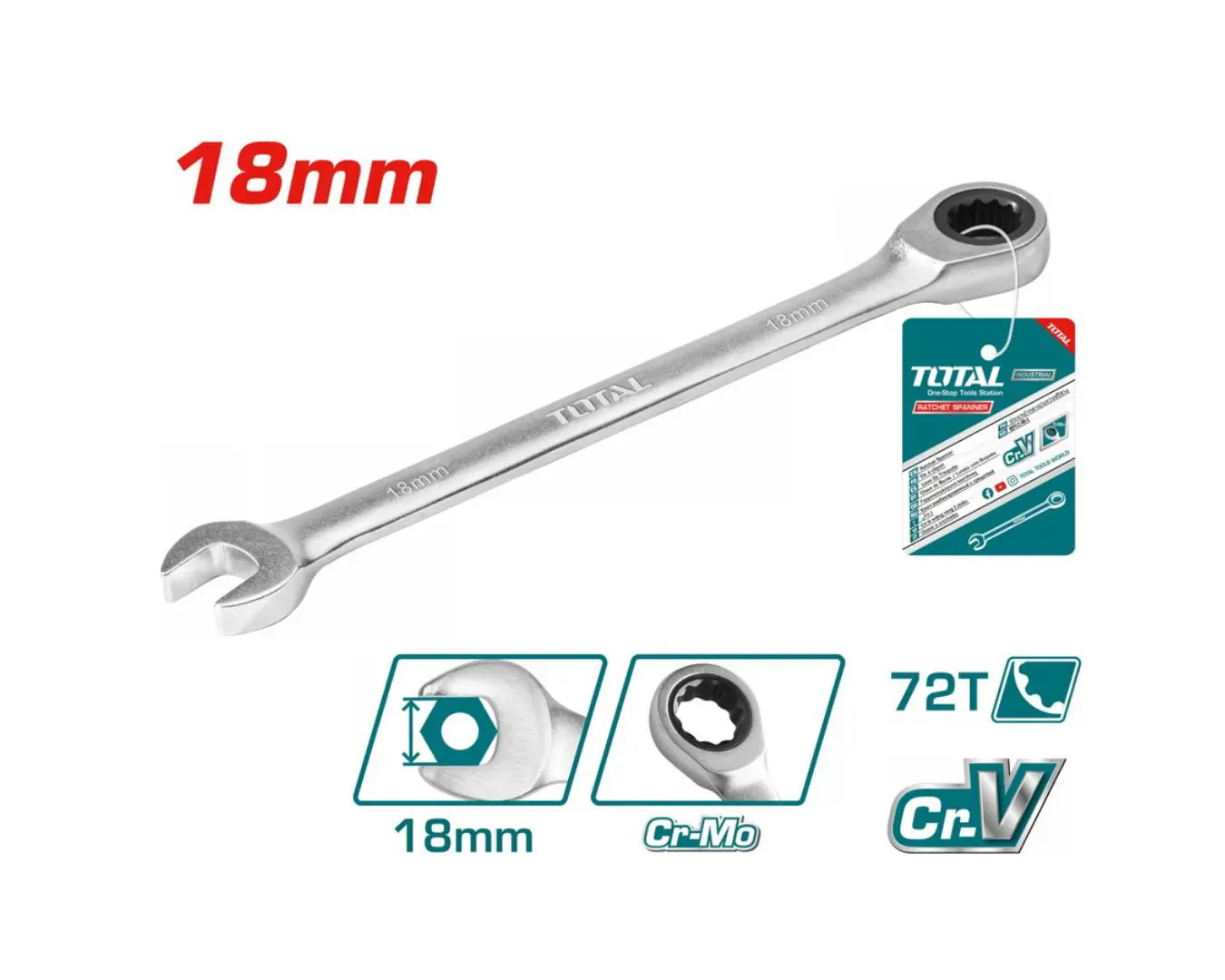 مفتاح طرف طقطاق 18 مم صناعي TOTAL - TCSPAR181