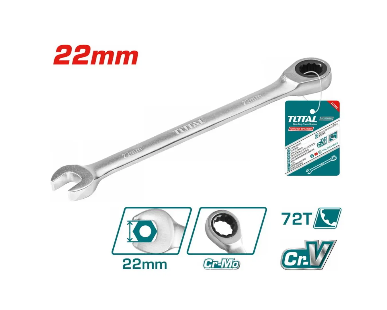 مفتاح طرف طقطاق 22 مم صناعي TOTAL - TCSPAR221