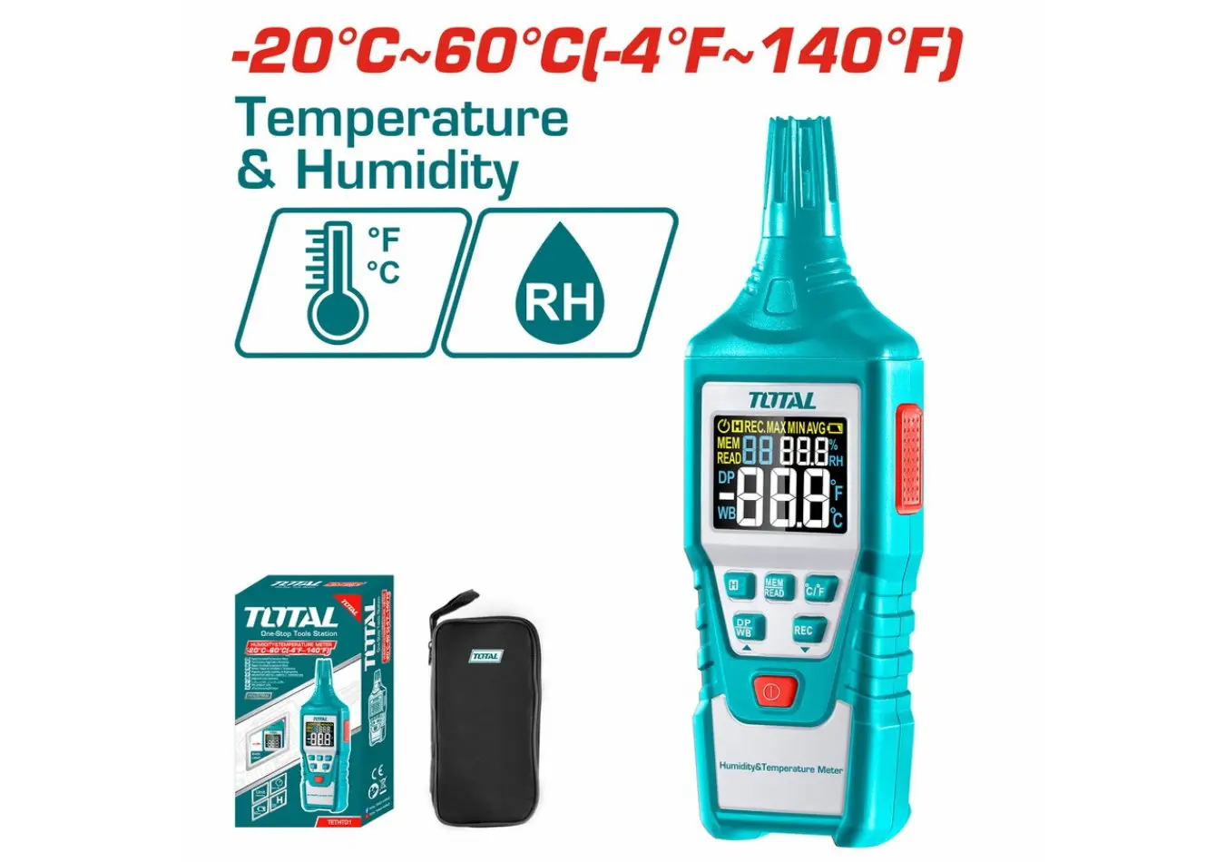 مقياس حرارة ورطوبة صناعي ماركة TOTAL - TETHT01