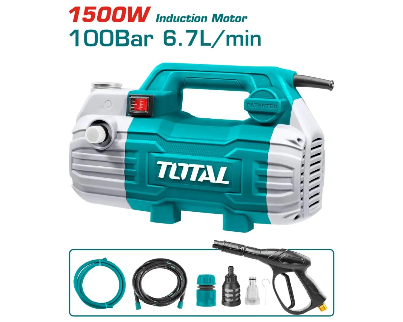 مغسل سيارات 1500 واط 100 بار محرك صناعي ملف نحاس TOTAL - TGT11236
