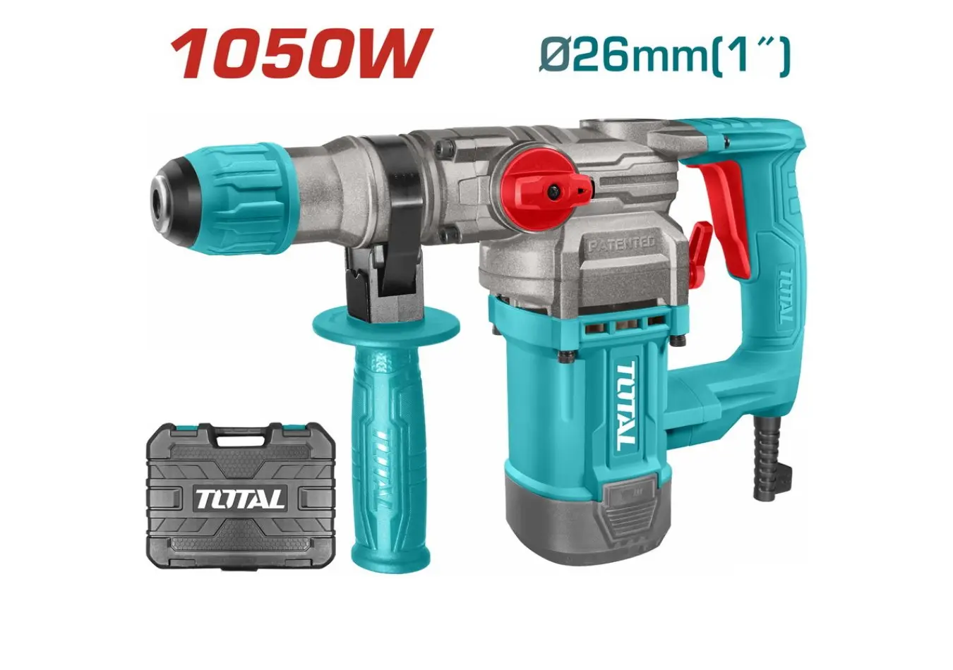كسارة دق برم 1050 واط 26 مم SDS PLUS حقيبة بلاستيك موديل حديث ماركة TOTAL - TH110266